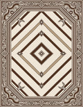 Brown Cream Octagon Geometric Striped Rug