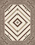 Brown Cream Octagon Geometric Striped Rug