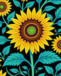 Vibrant Yellow Sunflower Art Nouveau Rug