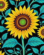 Vibrant Yellow Sunflower Art Nouveau Rug