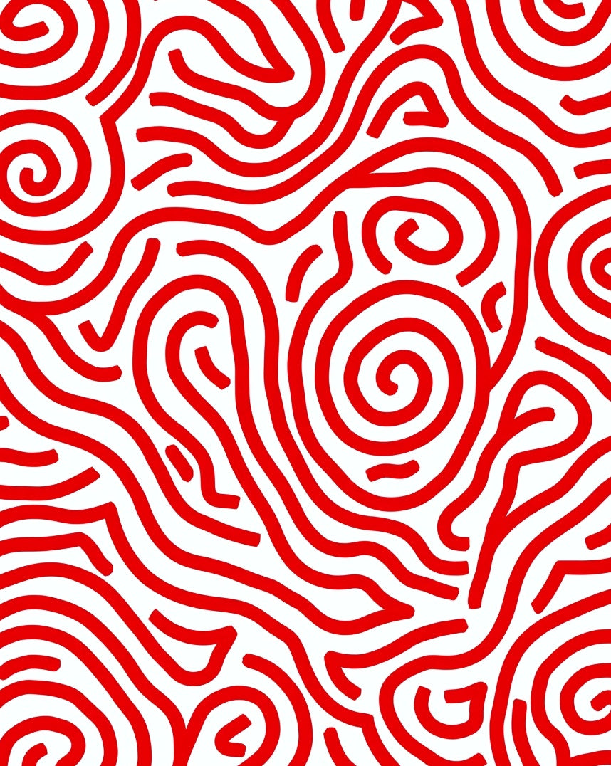 Crimson Wavy Organic Lines Rug