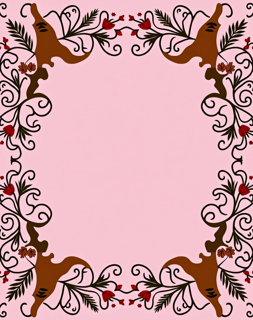 Brown Floral Border Red Accents Rug