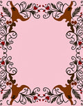 Brown Floral Border Red Accents Rug