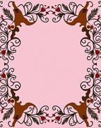 Brown Floral Border Red Accents Rug