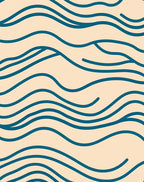 Deep Teal Wavy Lines Rug
