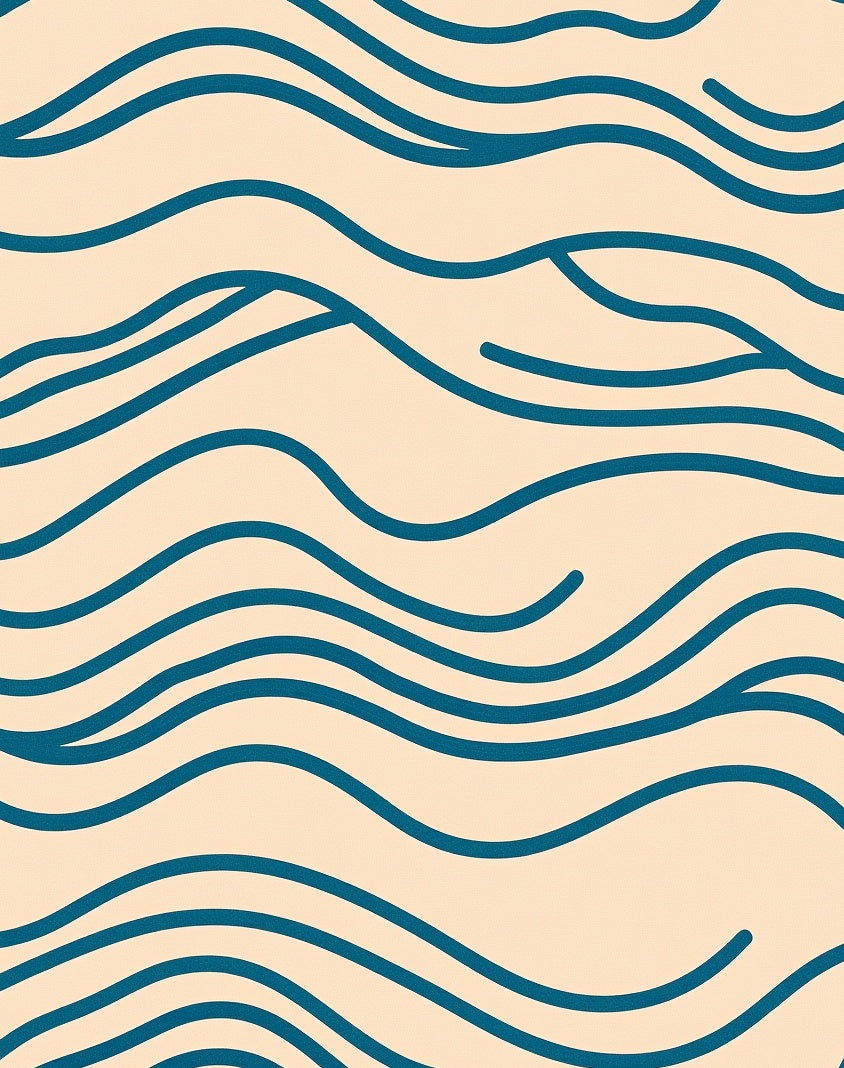 Deep Teal Wavy Lines Rug