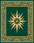 Emerald Gold Sunburst Scroll Border Rug