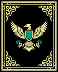 Golden Eagle Crest Black Border Rug