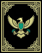 Golden Eagle Crest Black Border Rug