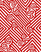 Red Spiral Stripe Geometric Rug