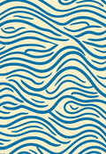 Wavy Blue Cream Lines Rug