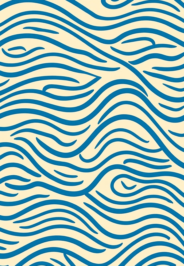 Wavy Blue Cream Lines Rug