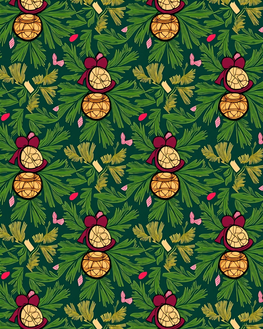 Burgundy Gold Ornament Festive Holiday Rug