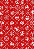 Red White Snowflake Spiral Medallion Rug
