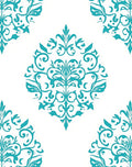 Turquoise Floral Medallion Corner Accents Rug