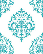 Turquoise Floral Medallion Corner Accents Rug
