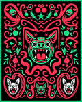 Crimson Aqua Festive Canine Garland Rug