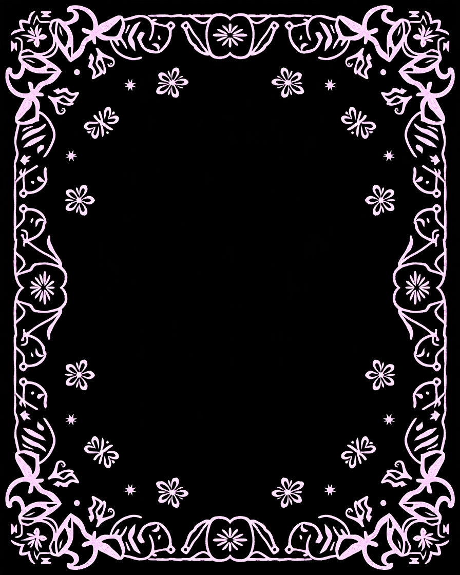 Pink Floral Butterfly Frame Rug