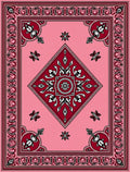 Pink Red Floral Medallion Diamond Rug