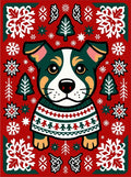 Festive Dog Winter Sweater Snowflake Trees Rug