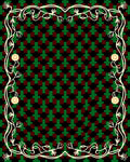 Crimson Green Geometric Vine Floral Rug