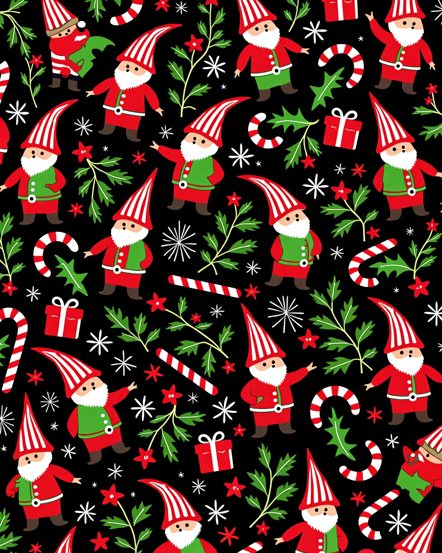 Festive Gnomes Candy Cane Holly Scatter Rug
