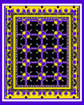 Bold Yellow Blue Geometric Sunburst Rug