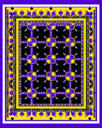 Bold Yellow Blue Geometric Sunburst Rug
