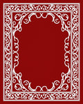 Crimson White Scrollwork Border Rug
