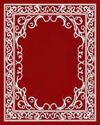 Crimson White Scrollwork Border Rug