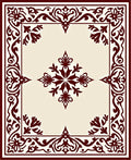 Dark Red Floral Medallion Cream Accent Rug