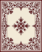 Dark Red Floral Medallion Cream Accent Rug