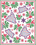 Festive Red Green Bell Snowflake Collage Rug