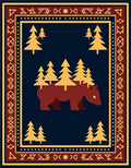 Barn Red Bear Forest Trees Rug