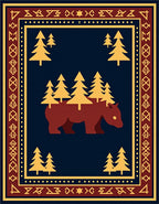 Barn Red Bear Forest Trees Rug