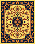 Golden Yellow Floral Medallion Rug