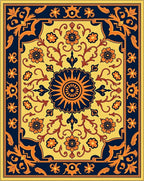 Golden Yellow Floral Medallion Rug