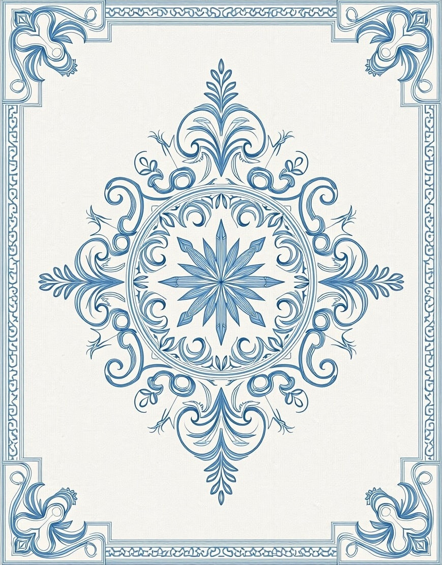 Classic Blue Medallion Border Rug