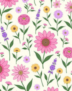 Pink Purple Yellow Floral Medley Rug