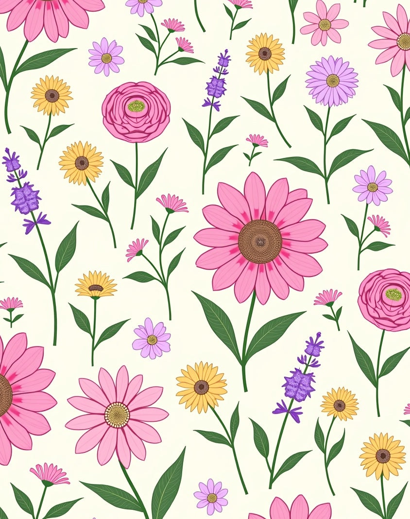 Pink Purple Yellow Floral Medley Rug