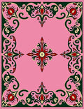 Crimson Green Floral Medallion Pink Rug