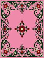 Crimson Green Floral Medallion Pink Rug