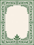 Emerald Green Ornate Leaf Border Rug