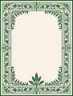 Emerald Green Ornate Leaf Border Rug