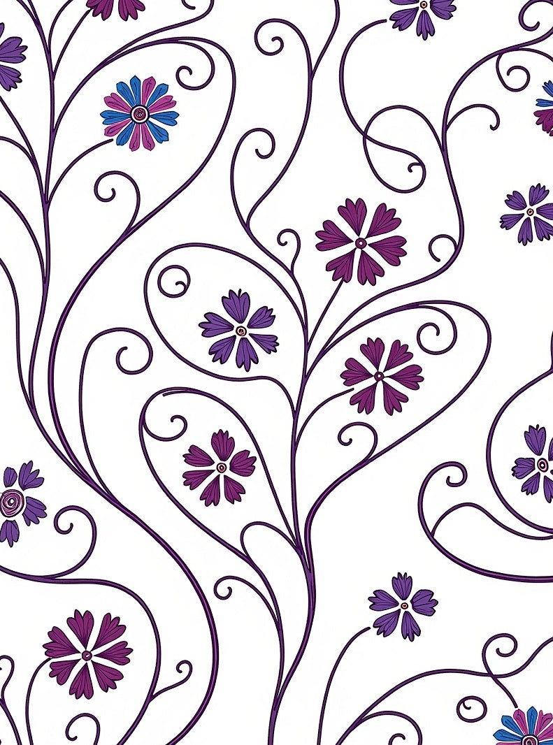 Violet Floral Swirl Vine Rug