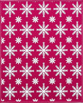 White Snowflakes Scatter Across Pink Rug