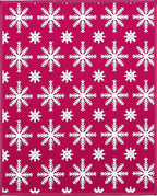 White Snowflakes Scatter Across Pink Rug