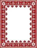 Crimson Red Folk Art Border Rug