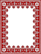 Crimson Red Folk Art Border Rug