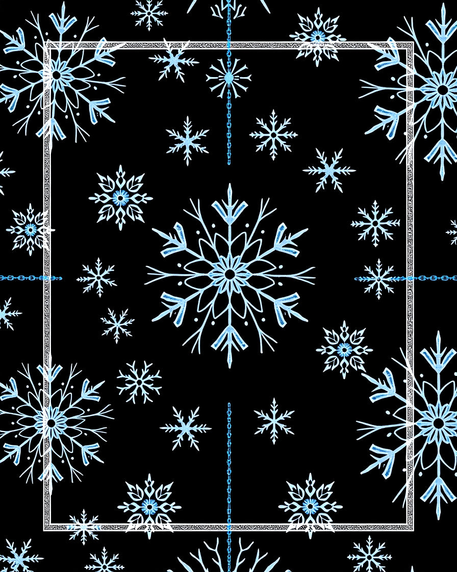 Blue Snowflake Winter Wonderland Rug